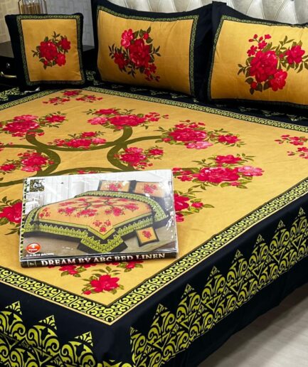 3D Panel Bedsheet Crystal Cotton AWCC-Orange